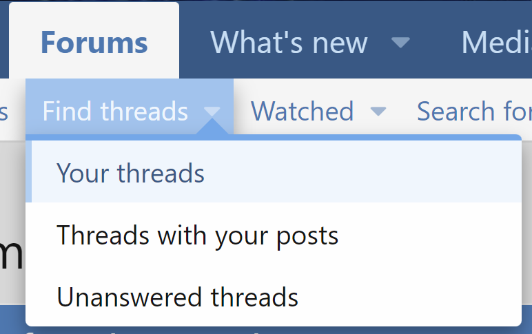 Find threads menu