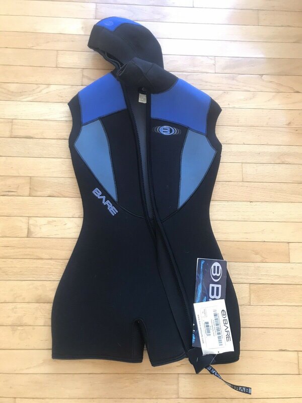NEW 5MM BARE VELOCITY WOMENS STEP-IN HOODED VEST SCUBA DIVING SIZE 10 WETSUIT 