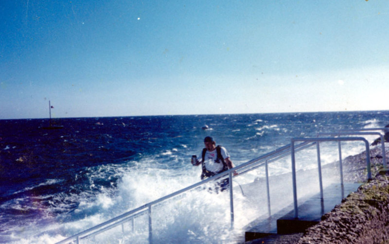 Dr Bill and surf on dive park stairs.jpg
