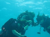rachel, june and chris at saftey stop.JPG
