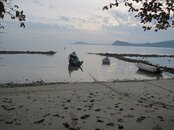 SCENE FROM LUMBA LUMBA. EARLY MORNING WITH THE DIVE BOATS TIED TO THE TREES. BASIC BUT OK LAH..JPG