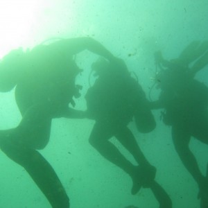 Quadriplegic diver on CESA with legs tied