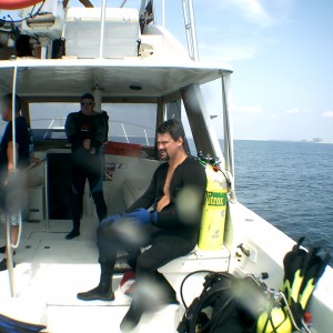 Sitting on the Boat Aquanaut (used in the movie Jaws 2)