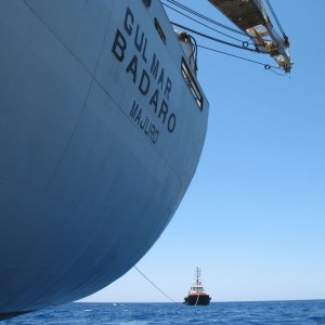 Looking stern to the tug