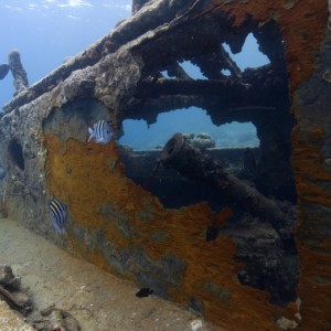 Tugboat damage from tropical storm Omar