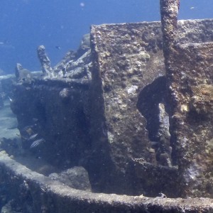 Tugboat damage from tropical storm Omar