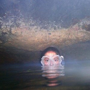 nell in air bubble cave (hope point/rock lilley inlet)