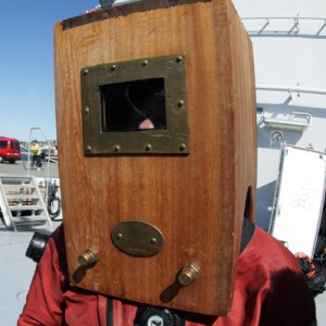 wooden helmet diving