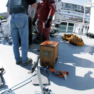 wooden helmet diving