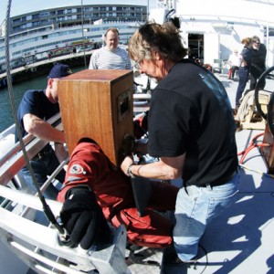 wooden helmet diving