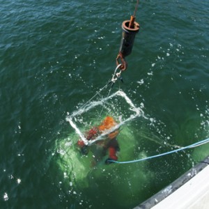 wooden helmet diving