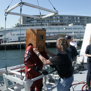 wooden helmet diving