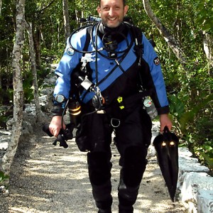 Doc Harry walking back to Cenote Xunaan-Ha