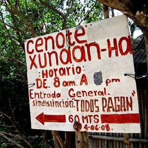 The sign at Cenote Xunaan-Ha