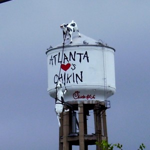 Cows 'tagging" Atlanta water tower