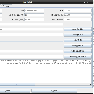 Dive details