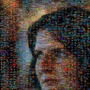 Photomosaic of my wife built up of 2000 thumbnails of pics taken on a recen