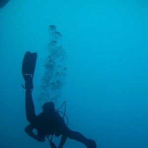 Diver exiting  Bernies Cave