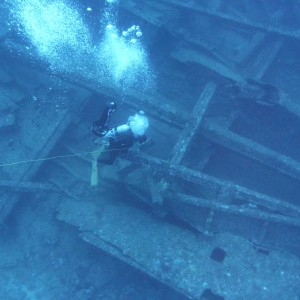Scootering over the Naha Wreck