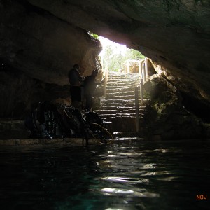 entrance to Chac Mool cenote