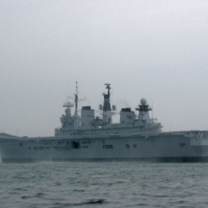 HMS Illustrious and helicopter