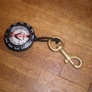 compass with bolt snap (brass only, non-magnetic)