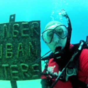 Me at the Border Sign underwater