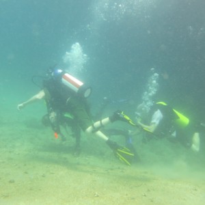 "Divers" walking on bottom at BHB