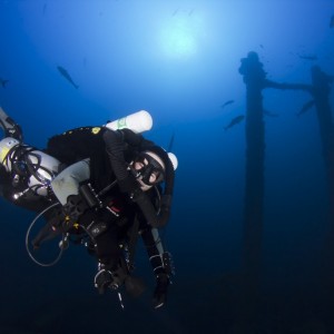 Technical Diver On Wreck Of Rhein In Dry Tortugas