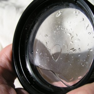 Water trapped between the lenses