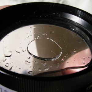 Water trapped between the lenses