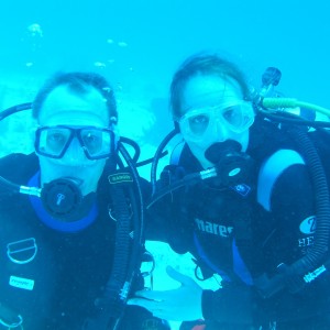 Karen and I on Las Palmas Reef (Coz)