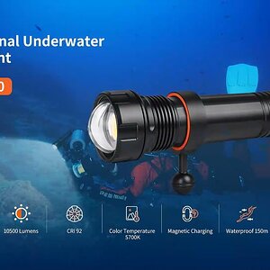 OrcaTorch New Update D950V2.0 High CRI Underwater Ultimate Video Dive Light