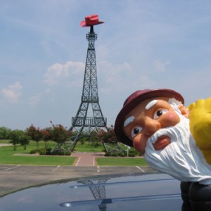 Moonie at the Eiffel Tower in Paris (Texas, that is)