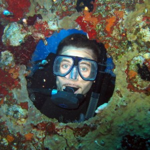 Chad M looking through the wreck