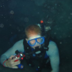 Eric charging through the thermocline! No, the picture isn't out of focus!