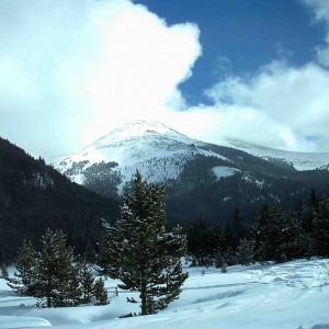 Snowmobiling in the mountains