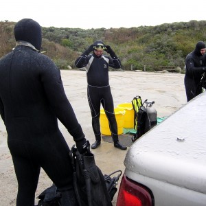 Josh, Mark, Dante in the rain