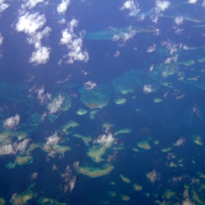 belize barrier reef from aeroplane