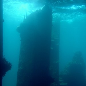 Inside a sunken barge at Junkyard