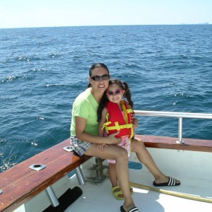 My wife and my daughter out at sea