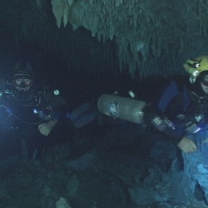 Brian Kakuk and myself, navigating Dan's cave