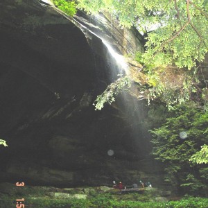 rappelling the waterfall