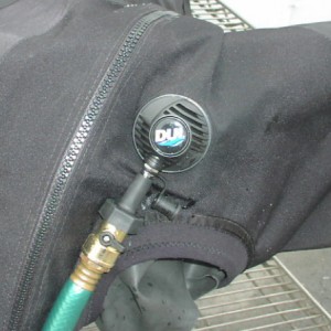 Valve Flusher Shown attached to Drysuit Inflator