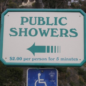 Sign for shower building