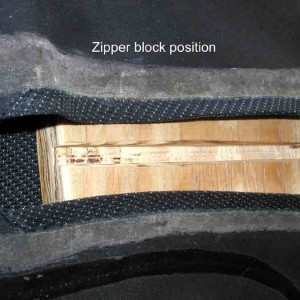 Zipper block position.