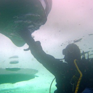 Diver  Investigating Air Pocket