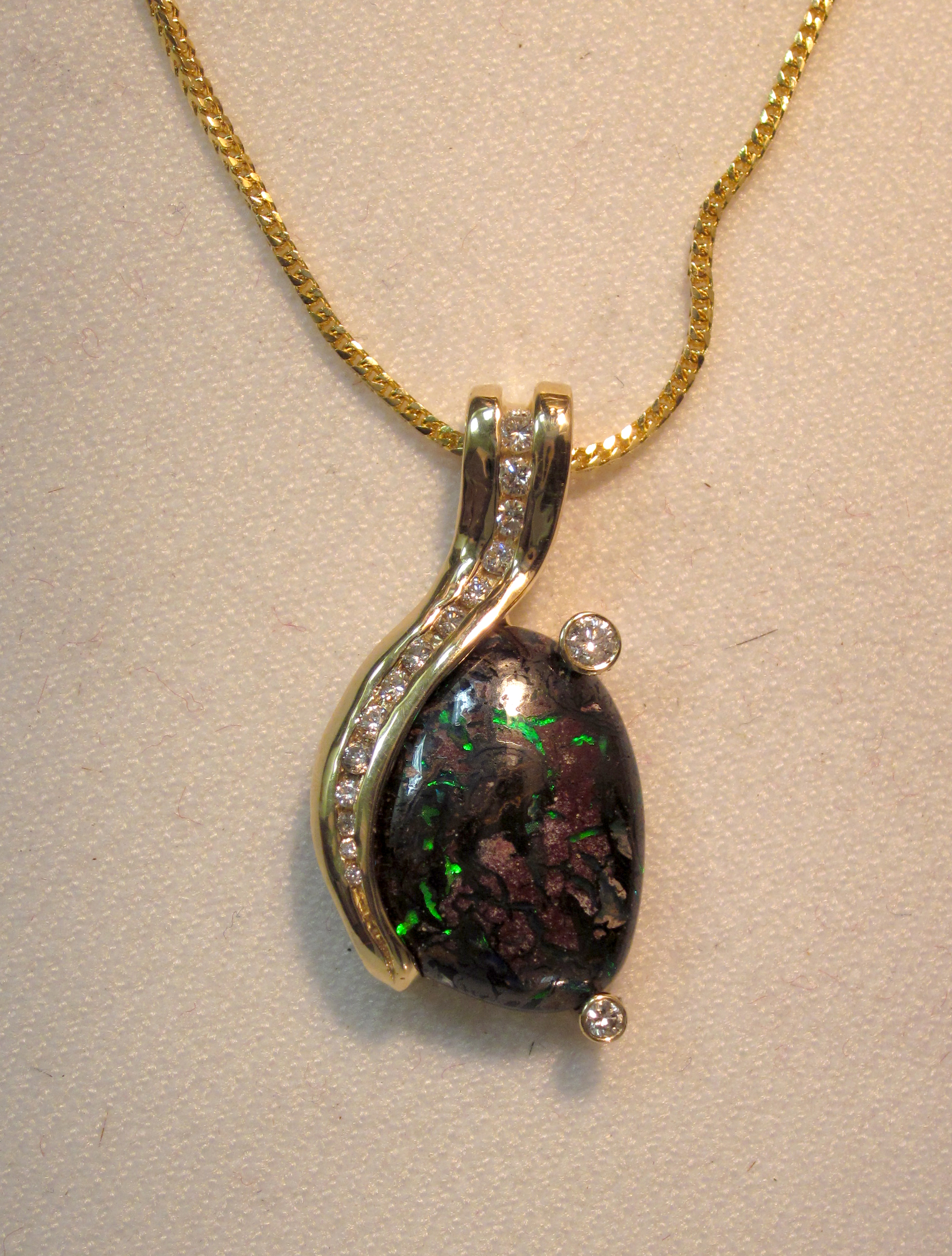 14k boulder opal pendant