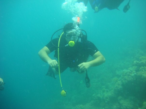 A diver with a weird regulator setting