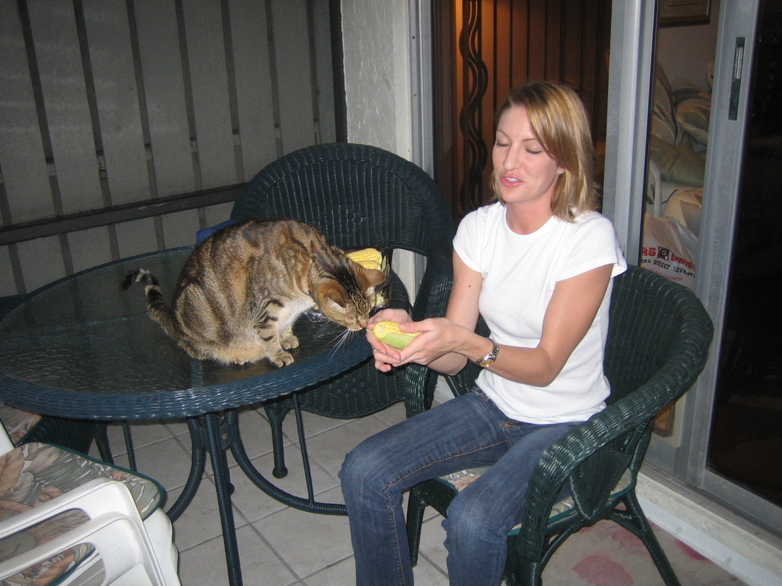 Aquagirl2u & Jasmine, who is helping to clean the corn